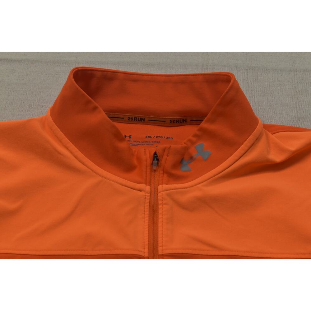 Under Armour UA Run HeatGear 1/4 Zip Orange Pullover Shirt Men's 2XL Fitted - Picture 5 of 8